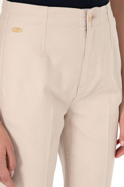 Kad_n Ta_ Slim Flare Cropped Fit Kanvas Pantolon