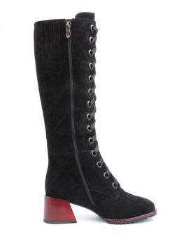 02-KF20025 BLACK Сапоги зимние женские (натуральная замша, байка и натуральный мех) - Фабричный китай фото 10