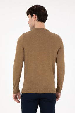 Erkek Slim Fit Bisiklet Yaka Haki Melanj Kazak - U.s. polo assn фото 5