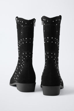 SUEDE COWBOY BOOTS WITH STUDS - Zara фото 14