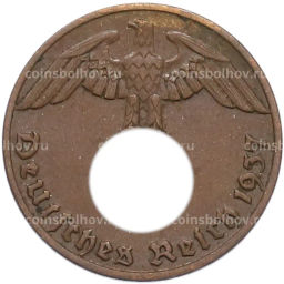Монета 1 рейхспфенниг 1937 года A Германия
