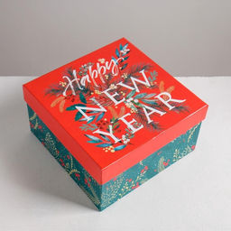 Коробки подарочные новогодние набор 6 в1 Happy new year, 10×10×6 - 20×20×11 см