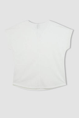 Футболка с круглым вырезом и короткими рукавами - Defacto фото 8