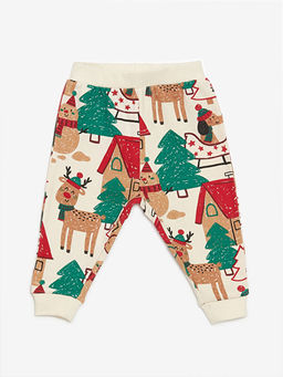 Beli Lastikli Y?lba?? Temal? Erkek Bebek E?ofman Alt