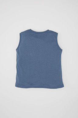 Майка с принтом для маленьких мальчиков с круглым вырезом - Defacto фото 4