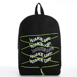 Рюкзак текстильный со шнуровкой WAKE UP, 38х29х11 см, черный - Nazamok фото 6