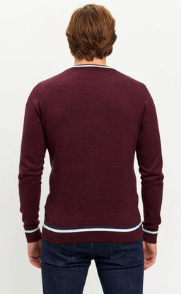 Пуловер однотонный мужской с V-образной горловиной F021-15-0046 bordo melange - Fine joyce фото 8