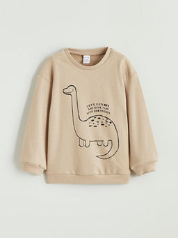 Bask?l? Erkek Bebek Sweatshirt ve Pantolon