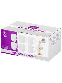 Набор кружек 6 пр. 380 мл 12*8,5*37,5 см Полевые цветы на деревян. подставке - Elan gallery фото 7