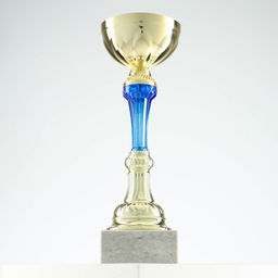 Кубок 132C, наградная фигура, золото, подставка камень, 21×7×6 см
