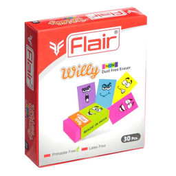 Цена за 30 шт. Ластик дизайн FLAIR WILLY 34х20х10мм, белая FA 7034 WHITE