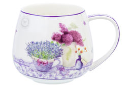Кружка 450 мл 13*10*8,5 см Лаванда бочонок, NEW BONE CHINA