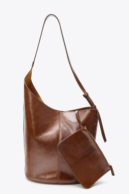 ASYMMETRIC LEATHER BUCKET BAG - Zara фото 4