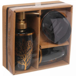 Набор для ванной из 3-х предметов керамический "Дерево" черный