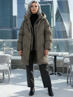 Пальто двубортная зимнее утепленное женское светло-коричневого цвета 7732SK - Visdeer фото 22