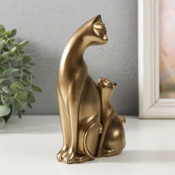 Набор фигурок полистоун «Кошка с котёнком», 2 шт., 15.5 см; 9.3 см