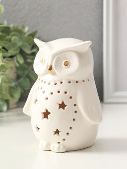 Фигурка светящаяся «Филин в звёздочках», белый, керамика, 10.5×8×12.5 см