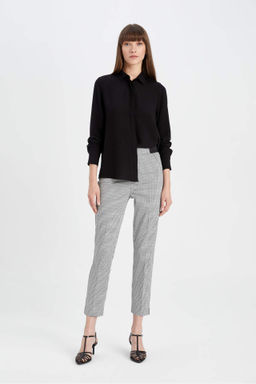 Sigaret Normal Bel Beli Lastikli Duz Paca Basic Saten Pantolon - Defacto фото 5