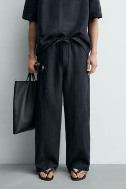 PANTAL?N RELAXED FIT 100% LINO / Marino oscuro