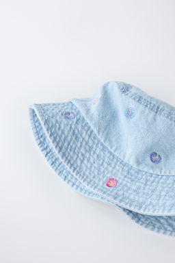 GORRO BUCKET DENIM FLORES BORDADAS / Azul - Zara фото 3