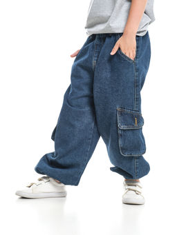 Джинсы карго 33-7655 синий