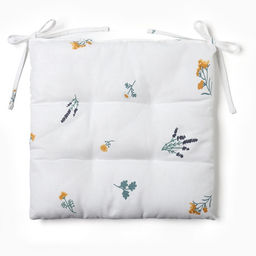 Подушка на стул Этель. Полевые цветочки, 42?42?7 см, белая