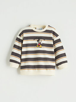 Mickey Mouse Bask?l? Erkek Bebek Sweathshirt ve E?ofman Alt