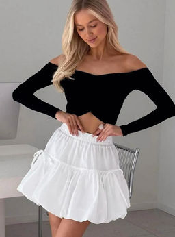 K12794 Юбка баллон БЕЛЫЙ