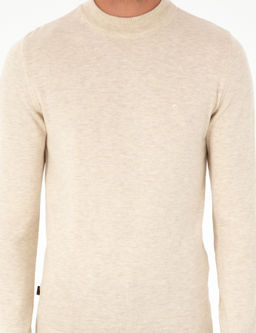 Krem Melanj Slim Fit Yar_m Bal_k__ Yaka Basic Triko Kazak - Pierre cardin фото 6