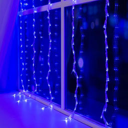 Гирлянда Водопад 2?1.5 м, IP20, прозрачная нить, 400 LED, свечение синее, 8 режимов, 220 В - Luazon lighting фото 4
