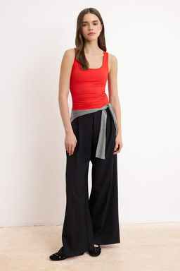 Pembe Fitted/Vucuda Oturan Kare Yaka Kal?n Ask?l? Kolsuz Pamuklu Esnek Orme Atlet TWOSS26AL00089 - Trendyolmilla фото 6