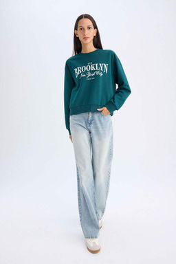 Толстовка обычного кроя с круглым вырезом и принтом - Defacto фото 2