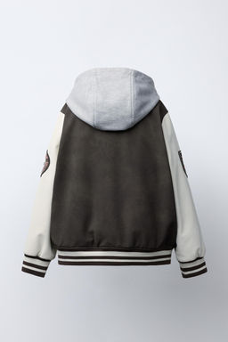 BOMBER JACKET WITH HOODIE AND FAUX LEATHER SLEEVES - Zara фото 5