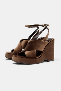 VELVET-EFFECT PLATFORM SANDALS - Zara фото 3