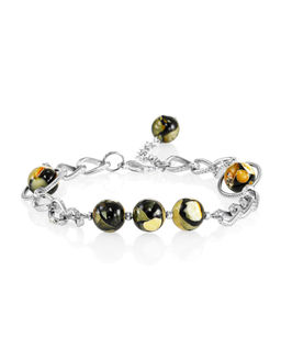 Ажурный браслет с пёстрыми мозаичными бусинами из янтаря Далматин