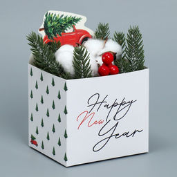 Коробка для мини-букетов Happy New Year, 12 х 17 х 10 см - Дарите счастье фото 2