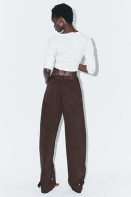 TRF BALLOON MID-WAIST JEANS WITH BELT LOOPS - Zara фото 14