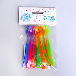 Цена за 6 шт. Ложки пластиковые, набор 12 шт., цвета МИКС