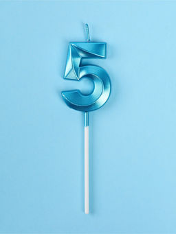 Цена за 4 шт. Свеча в торт на шпажке «Грань», цифра 5, голубая, 5 см