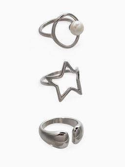 Набор колец 3 шт "Новый стиль" космос, размер МИКС, цвет белый в серебре
