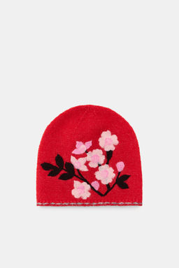 CONTRAST FLORAL BEANIE