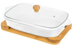 Блюдо д/запекания и сервировки 1,9 л 37*21*12 см Снежинки с стекл крышкой на дер подст. - Elan gallery фото 8