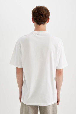 Футболка с короткими рукавами и круглым вырезом Relax Fit с принтом - Defacto фото 6