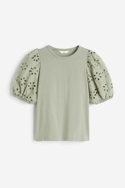 Top con mangas con bordado ingles - H&m фото 3