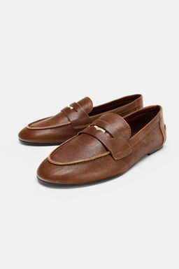 LEATHER PENNY LOAFERS - Zara фото 7
