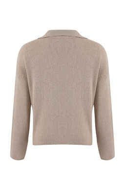 Wardrobe Essentials Vizon Genis Kal?p Bluz Gorunumlu Triko Kazak TWOSS26KZ00001 - Trendyolmilla фото 6