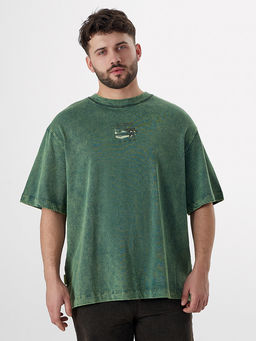 Футболка мужская зеленая с обработкой эйсид