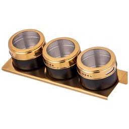 НАБОР ДЛЯ СПЕЦИЙ AGNESS 4 ПР.ЧЕРНОЕ ЗОЛОТО НА МАГНИТАХ, В Т.Ч. МЕТАЛ.ПОДСТАВКА 20*6*5 СМ  фото 4