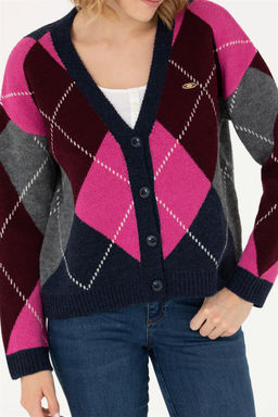 Женский темно-синий трикотажный кардиган с v-образным вырезом Неожиданная скидка в корзине - U.s. polo assn фото 6