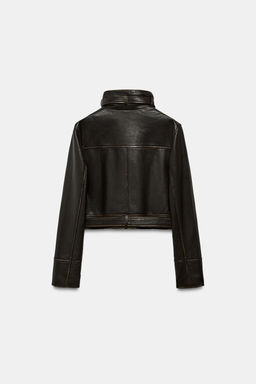 DISTRESSED 100% LEATHER JACKET - Zara фото 19